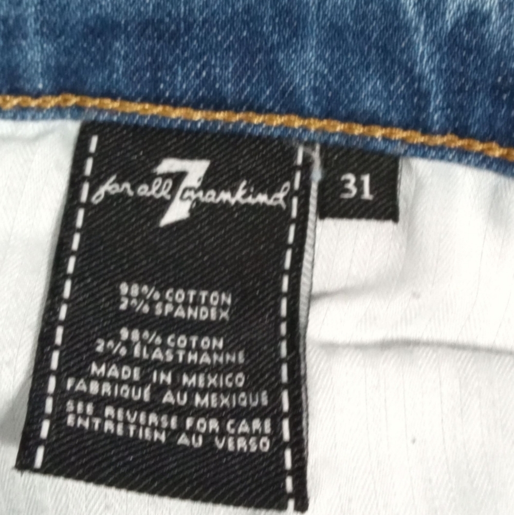 7 For All Mankind Women's Cropped Raw-Hem Studded Button Front Jeans Size 31 - Picture 5 of 9